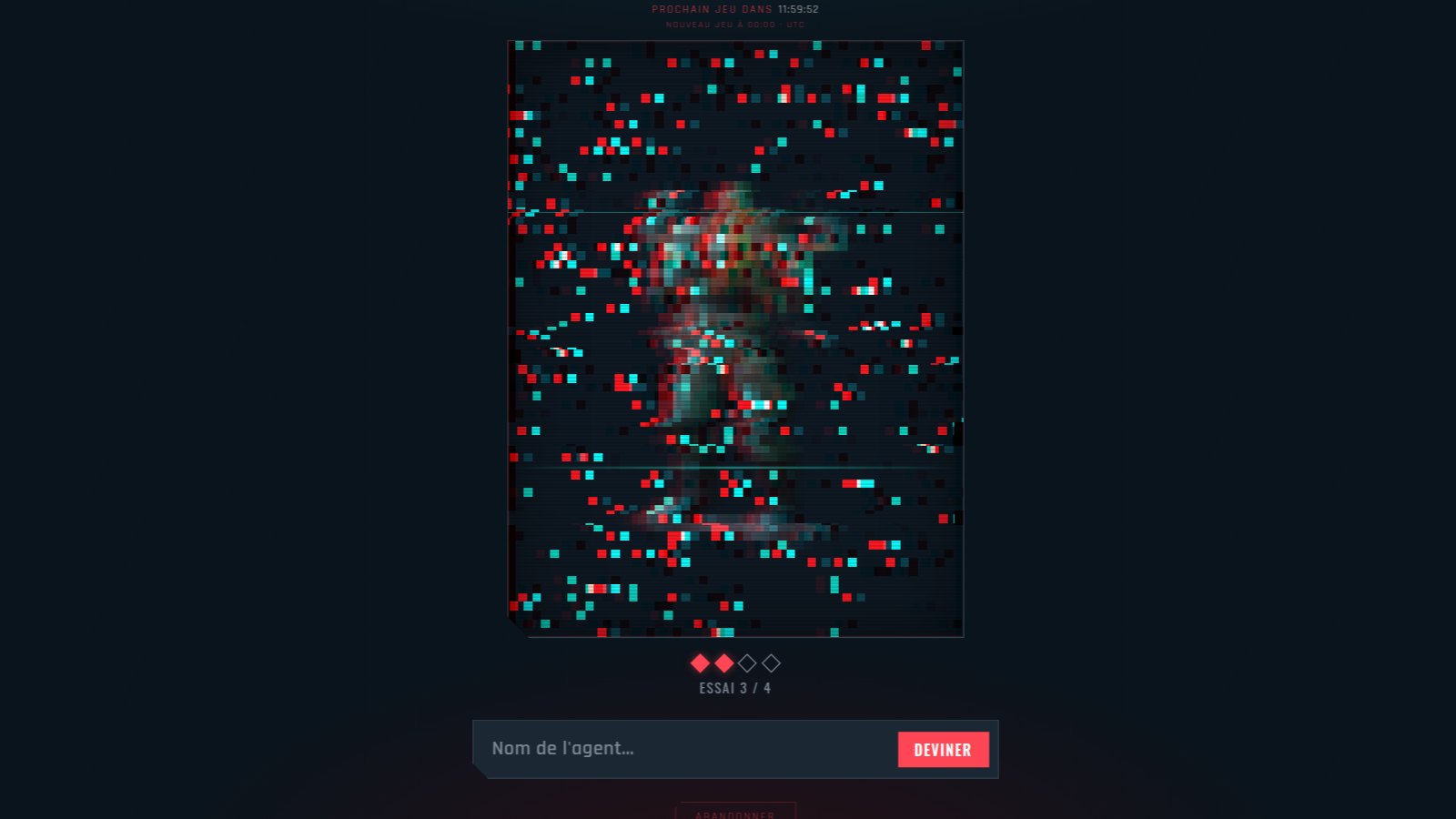 Une partie de Décoder l'Agent en cours sur PentaGuess