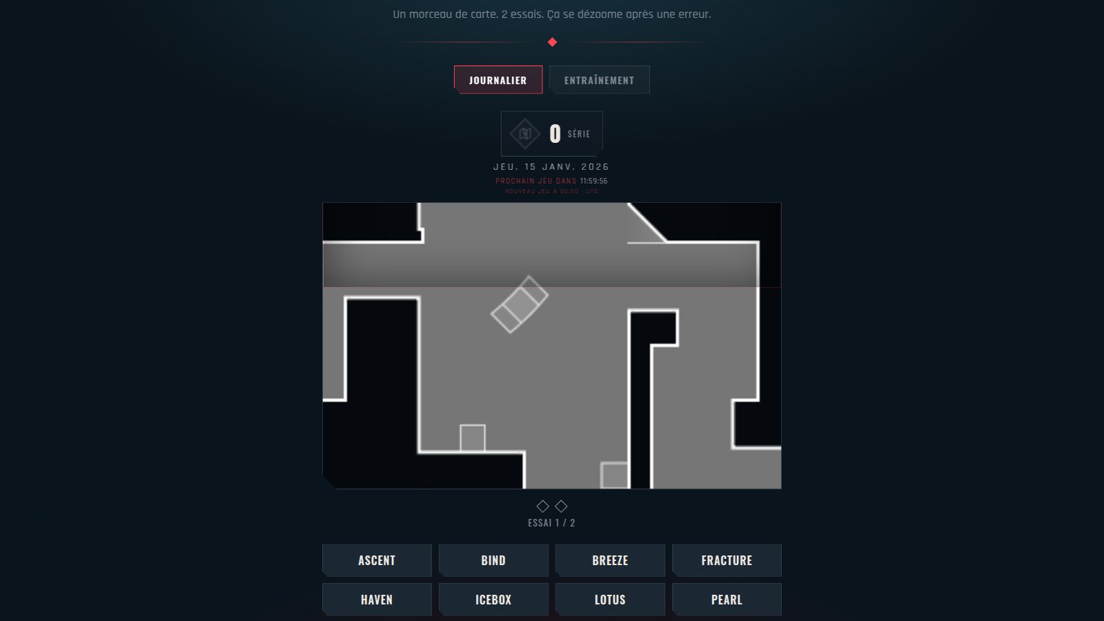 Une partie de La Map du Jour en cours sur PentaGuess